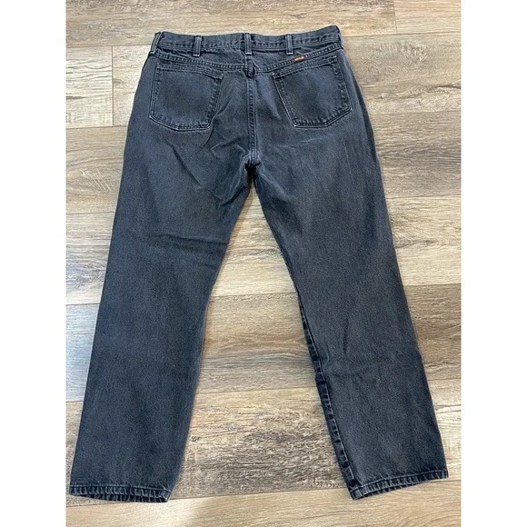 Vintage Rustler Jeans Mens 34x30 Black Regular Fit Cotton Denim Straight Leg - Picture 3 of 8